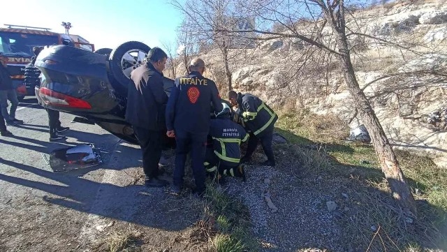 Mardin’de takla atan otomobilde şans eseri yaralanan olmadı